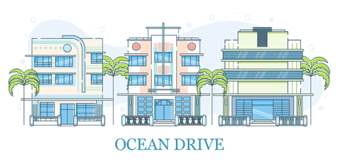 free miami-ocean-drive-illustration